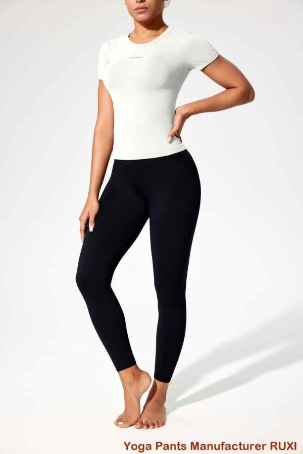 Schwarze Trainingsstrumpfhose für Damen mit hoher Taille