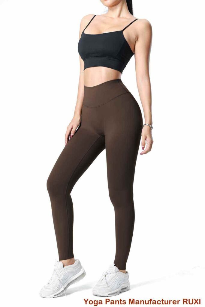 Beigefarbene hoch taillierte Sport Leggings Ruxi ch613